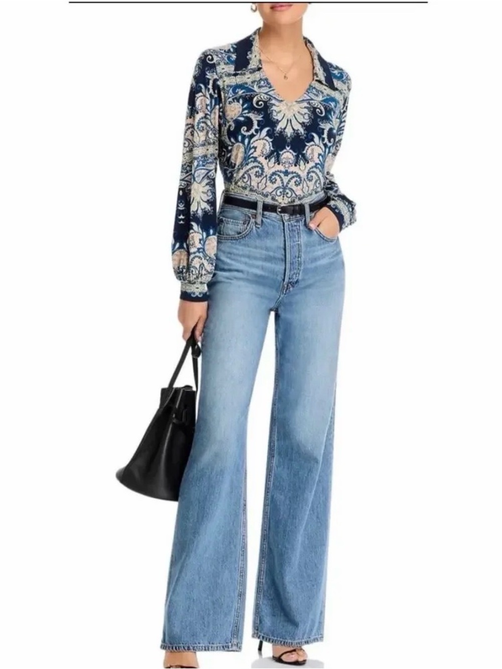 JOHNNY WAS The Janie Favorite Puff Sleeve Roman Paisley Blouse Top
